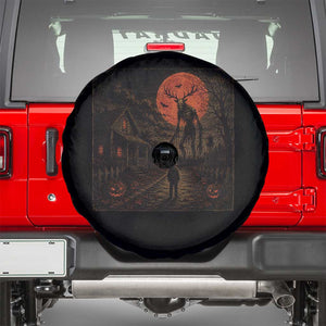 Wendigo Halloween Spare Tire Cover Vintage Deer Skull Spooky Night Graphic