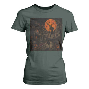 Wendigo Halloween T Shirt For Women Vintage Deer Skull Spooky Night Graphic