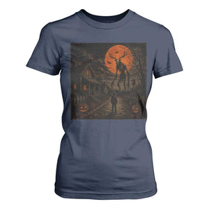Wendigo Halloween T Shirt For Women Vintage Deer Skull Spooky Night Graphic