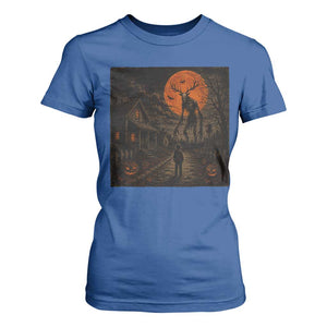 Wendigo Halloween T Shirt For Women Vintage Deer Skull Spooky Night Graphic