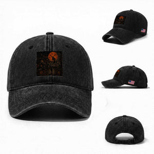 Wendigo Halloween Washed Cotton Baseball Cap Vintage Deer Skull Spooky Night Graphic