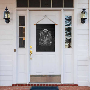 Cryptid Monsters Urban Legends Garden Flag Vintage Dark Folklore Leave Before Dark Graphic