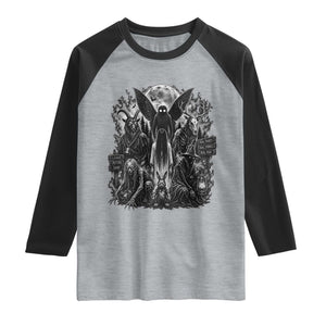 Cryptid Monsters Urban Legends Raglan Shirt Vintage Dark Folklore Leave Before Dark Graphic