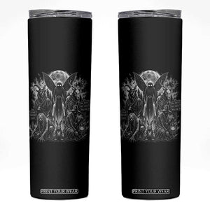 Cryptid Monsters Urban Legends Skinny Tumbler Vintage Dark Folklore Leave Before Dark Graphic