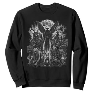 Cryptid Monsters Urban Legends Sweatshirt Vintage Dark Folklore Leave Before Dark Graphic