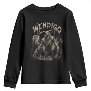 Wendigo Cryptid Monster Youth Sweatshirt Heavy Metal Dark Fantasy Horror Graphic TS10 Black Print Your Wear