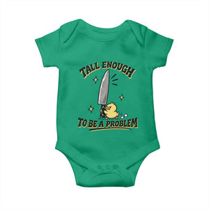 Tall Enough To Be A Problem Funny Duck Baby Onesie With Giant Knife Meme Humor