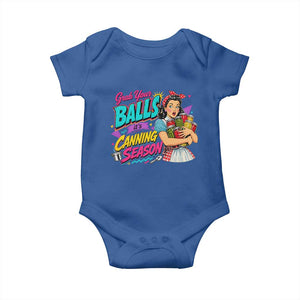 Grab Your Balls Its Canning Season Funny Food Preservation Baby Onesie Retro Pop Art Graphic