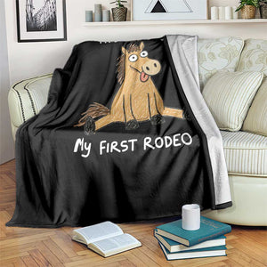 This Actually Is My First Rodeo Funny Silly Horse Throw Blanket 1st Birthday Meme
