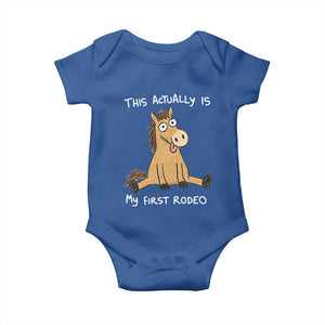 This Actually Is My First Rodeo Funny Silly Horse Baby Onesie 1st Birthday Meme