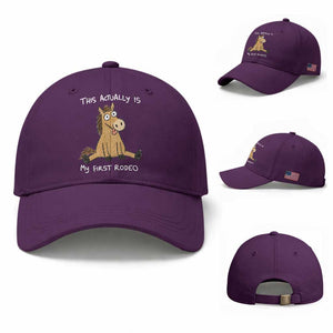 This Actually Is My First Rodeo Funny Silly Horse Baseball Cap 1st Birthday Meme