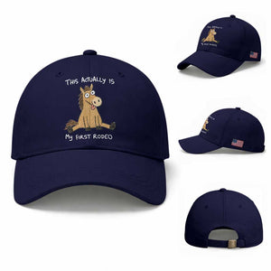 This Actually Is My First Rodeo Funny Silly Horse Baseball Cap 1st Birthday Meme