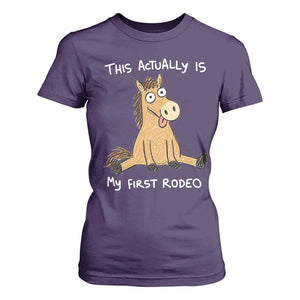 This Actually Is My First Rodeo Funny Silly Horse T Shirt For Women 1st Birthday Meme
