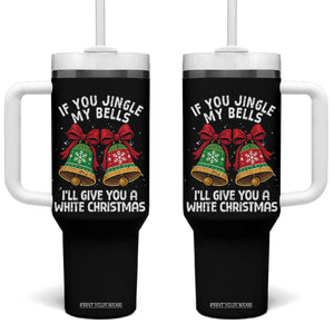 Jingle Bell Christmas Tumbler With Handle Funny Naughty White Elephant Gag Gift Exchange TS10 One Size: 40 oz Black Print Your Wear