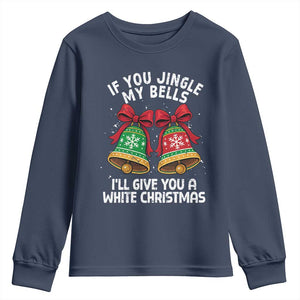 Jingle Bell Christmas Youth Sweatshirt Funny Naughty White Elephant Gag Gift Exchange TS10 Navy Print Your Wear