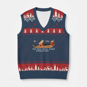 Believe Polar Express V-Neck Knit Sweater Vest The Bell Still Rings For Those Who Still Truly Believe TS10 Navy Red Print Your Wear