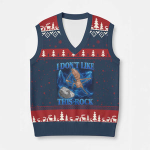 Marcus The Worm Meme V-Neck Knit Sweater Vest I Don't Like This Rock Bootleg TS10 Navy Red Print Your Wear