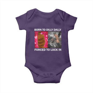 Marcus The Worm Meme Baby Onesie Born To Dilly Dally Forced To Lock In Funny Cute Brainrot TS10 Purple Print Your Wear