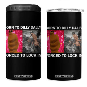 Marcus The Worm Meme 4 in 1 Can Cooler Tumbler Born To Dilly Dally Forced To Lock In Funny Cute Brainrot TS10 One Size: 16 oz Black Print Your Wear