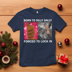 Marcus The Worm Meme T Shirt Born To Dilly Dally Forced To Lock In Funny Cute Brainrot TS10 Navy Print Your Wear