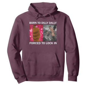 Marcus The Worm Meme Hoodie Born To Dilly Dally Forced To Lock In Funny Cute Brainrot TS10 Maroon Print Your Wear