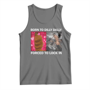 Marcus The Worm Meme Tank Top Born To Dilly Dally Forced To Lock In Funny Cute Brainrot TS10 Black Heather Print Your Wear