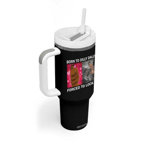 Marcus The Worm Meme Tumbler With Handle Born To Dilly Dally Forced To Lock In Funny Cute Brainrot TS10 Print Your Wear