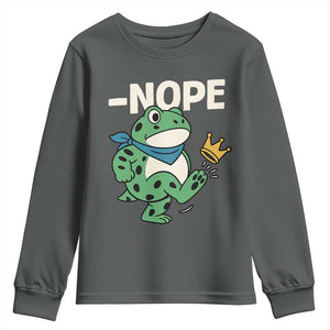 No Kings in America Portland Frog Youth Sweatshirt Funny Political Meme TS10 Dark Heather Print Your Wear