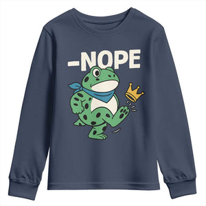 No Kings in America Portland Frog Youth Sweatshirt Funny Political Meme TS10 Navy Print Your Wear