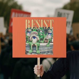 Portland Frog Resist Protest Protest Sign 80s Frogs Deportation Resistance TS10 Horizontal 18" × 24" Orange Print Your Wear