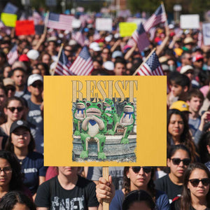 Portland Frog Resist Protest Protest Sign 80s Frogs Deportation Resistance TS10 Horizontal 18" × 24" Yellow Print Your Wear