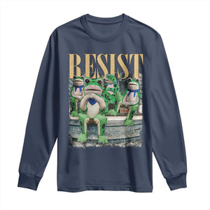 Portland Frog Resist Protest Long Sleeve Shirt 80s Frogs Deportation Resistance TS10 Navy Print Your Wear