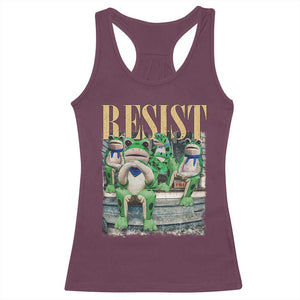 Portland Frog Resist Protest Racerback Tank Top 80s Frogs Deportation Resistance TS10 Maroon Print Your Wear