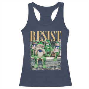 Portland Frog Resist Protest Racerback Tank Top 80s Frogs Deportation Resistance TS10 Navy Print Your Wear