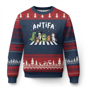 Resist Frog Protest Ugly Christmas Sweater Antifa Inflatable Costume Portland Frog Political Satire TS10 Navy Red Print Your Wear