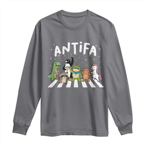 Resist Frog Protest Long Sleeve Shirt Antifa Inflatable Costume Portland Frog Political Satire TS10 Charcoal Print Your Wear