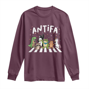 Resist Frog Protest Long Sleeve Shirt Antifa Inflatable Costume Portland Frog Political Satire TS10 Maroon Print Your Wear