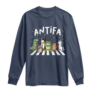 Resist Frog Protest Long Sleeve Shirt Antifa Inflatable Costume Portland Frog Political Satire TS10 Navy Print Your Wear
