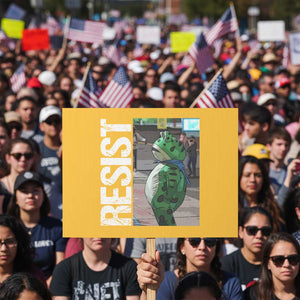 Portland Frog Protest Protest Sign Vintage Activist Resistance TS10 Horizontal 18" × 24" Yellow Print Your Wear