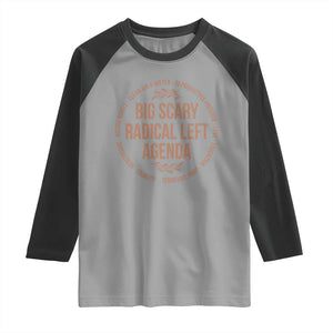 Radical Left Agenda Political Raglan Shirt Equality Justice Climate Rights Liberal Satire TS10 Sport Gray Black Print Your Wear