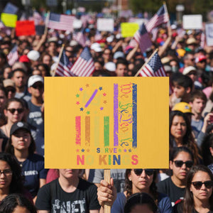 We The People No Kings in America Protest Sign Protest LGBTQ+ American Flag TS10 Horizontal 18" × 24" Yellow Print Your Wear