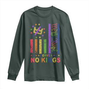 We The People No Kings in America Long Sleeve Shirt Protest LGBTQ+ American Flag TS10 Dark Forest Green Print Your Wear