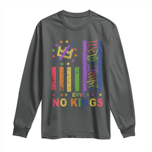 We The People No Kings in America Long Sleeve Shirt Protest LGBTQ+ American Flag TS10 Dark Heather Print Your Wear