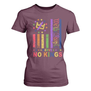 We The People No Kings in America T Shirt For Women Protest LGBTQ+ American Flag TS10 Maroon Print Your Wear