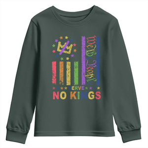 We The People No Kings in America Youth Sweatshirt Protest LGBTQ+ American Flag TS10 Dark Forest Green Print Your Wear