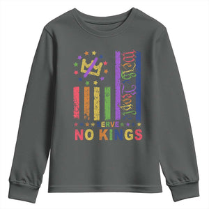 We The People No Kings in America Youth Sweatshirt Protest LGBTQ+ American Flag TS10 Dark Heather Print Your Wear