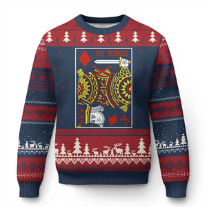 No Kings in America Ugly Christmas Sweater Resist Protest Playing Card TS10 Navy Red Print Your Wear