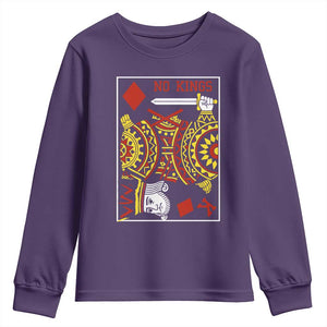 No Kings in America Youth Sweatshirt Resist Protest Playing Card TS10 Purple Print Your Wear