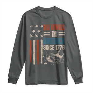 No Kings in America Long Sleeve Shirt Since 1776 Social Justice American Flag TS10 Dark Heather Print Your Wear
