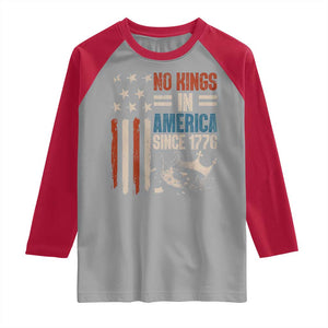 No Kings in America Raglan Shirt Since 1776 Social Justice American Flag TS10 Sport Gray Red Print Your Wear